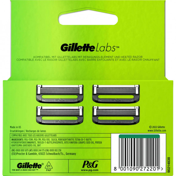 Лезвия для бритвы Gillette Labs, 4 шт. в Новороссийске