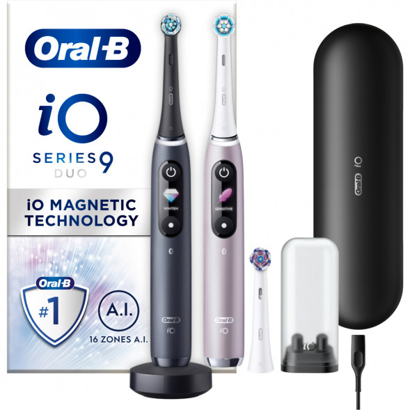 Набор из 2-х электрических зубных щеток Oral-B iO Series 9 Duo, Black Onyx и Rose Quartz в Новороссийске