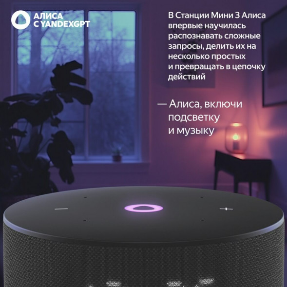Умная колонка Яндекс Станция Мини 3 c Алисой на YandexGPT, чёрная в Новороссийске