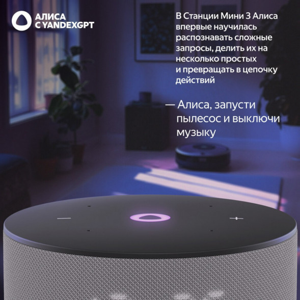 Умная колонка Яндекс Станция Мини 3 c Алисой на YandexGPT, серая в Новороссийске