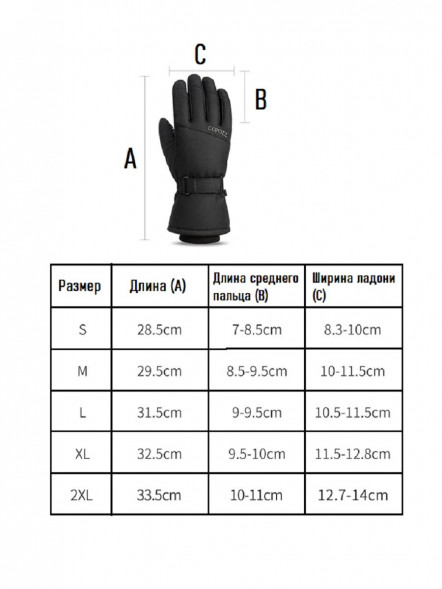 Перчатки горнолыжные сноубордические Copozz (синий, S) в Новороссийске