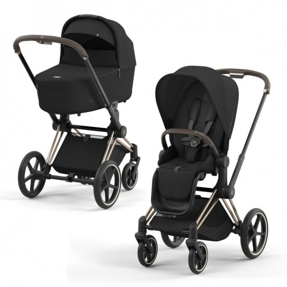 Коляска 2 в 1 Cybex Priam IV Sepia Black, шасси Rosegold в Новороссийске