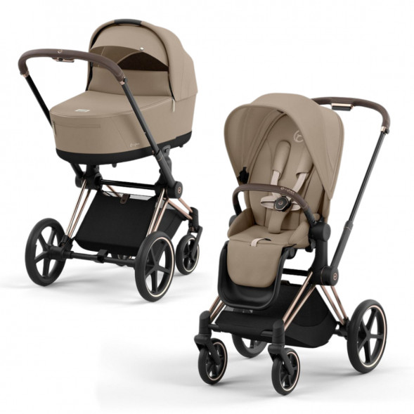 Коляска 2 в 1 Cybex Priam IV Cozy Beige, шасси Rosegold в Новороссийске