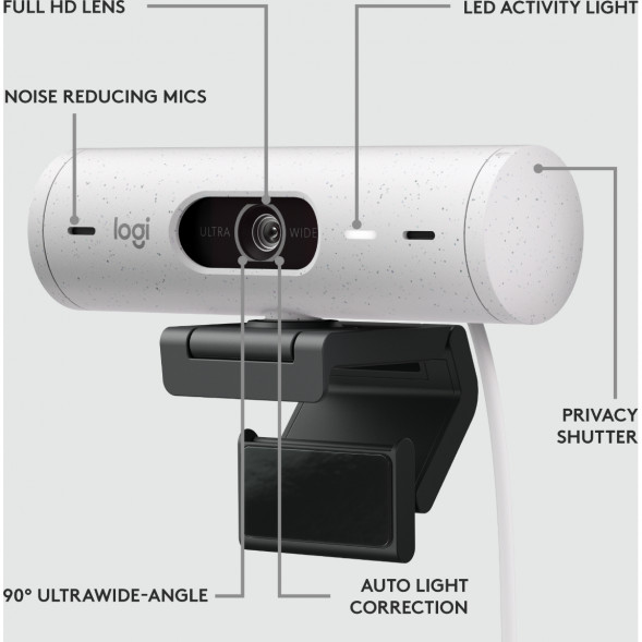Веб-камера Logitech Brio 500, белый в Новороссийске