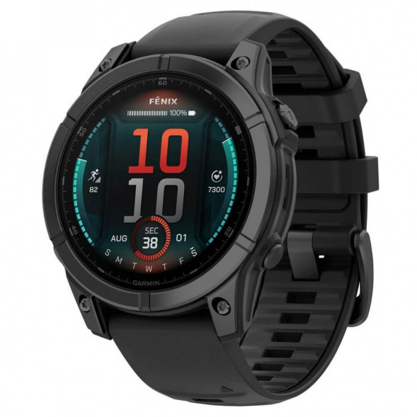 Умные часы Garmin Fenix E 47мм Amoled Slate Grey Steel с чёрным силиконовым ремешком 010-03025-01 в Новороссийске