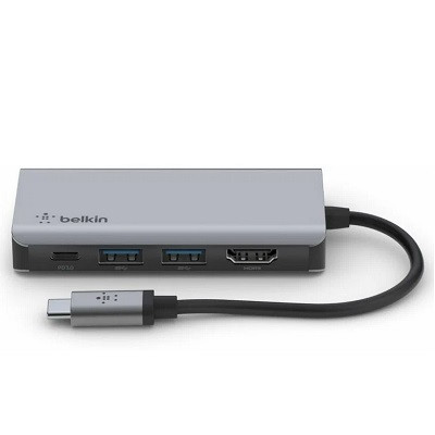 Адаптер Belkin USB-C 4-in-1 Multiport Adapter - HDMI, 2xUSB-A, USB-C, 100Вт, серый в Новороссийске