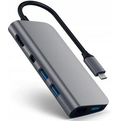 USB-концентратор Satechi Aluminum Type-C Multimedia Adapter (ST-TCMM8PA), разъемов: 4, space gray в Новороссийске