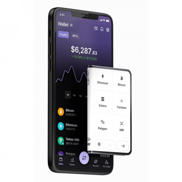 Аппаратный холодный криптокошелек Ledger Stax c чехлом Magnet Shell Black + Recovery Key в Новороссийске
