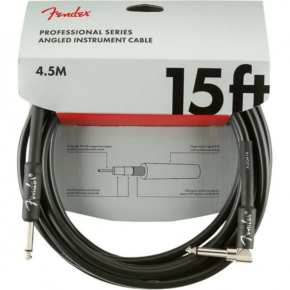 Инструментальный кабель Fender Professional Series 15 ft, 4.5 м, jack 6.3, черный в Новороссийске