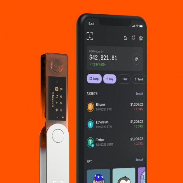 Аппаратный криптокошелек Ledger Nano X, BTC Orange  в Новороссийске