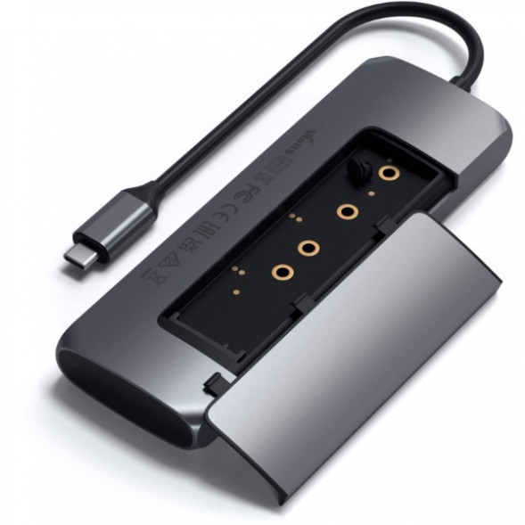 Док-станция Satechi USB-C Hybrid Multiport Adapter (with SSD Enclosure M.2 SATA, 2xUSB 3.1, USB Type-C, HDMI), Серый ST-UCHSEM в Новороссийске