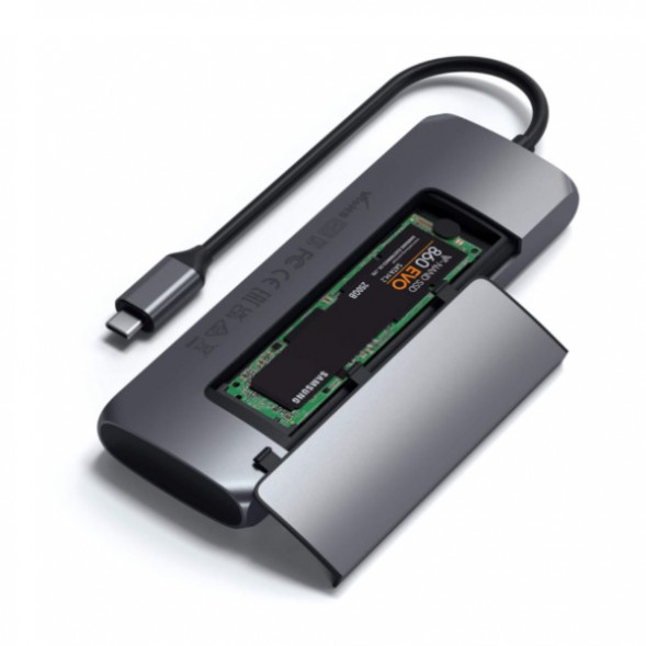 Док-станция Satechi USB-C Hybrid Multiport Adapter (with SSD Enclosure M.2 SATA, 2xUSB 3.1, USB Type-C, HDMI), Серый ST-UCHSEM в Новороссийске