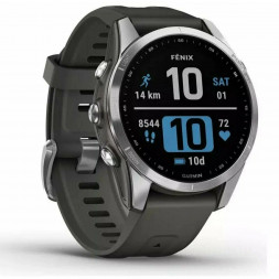Умные часы Garmin Fenix 7s серебристый с графитовым силиконовым ремешком 010-02539-01