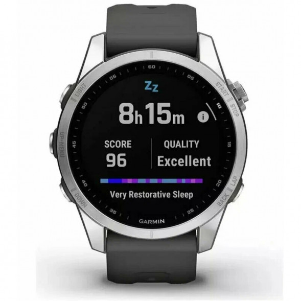 Умные часы Garmin Fenix 7s серебристый с графитовым силиконовым ремешком 010-02539-01 в Новороссийске