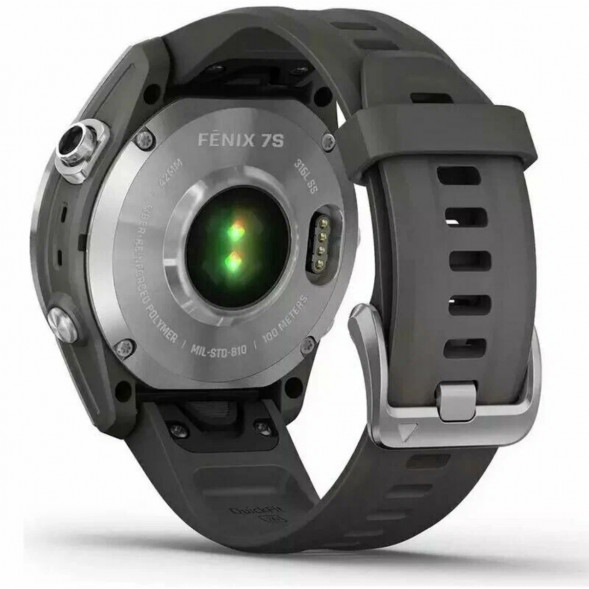 Умные часы Garmin Fenix 7s серебристый с графитовым силиконовым ремешком 010-02539-01 в Новороссийске