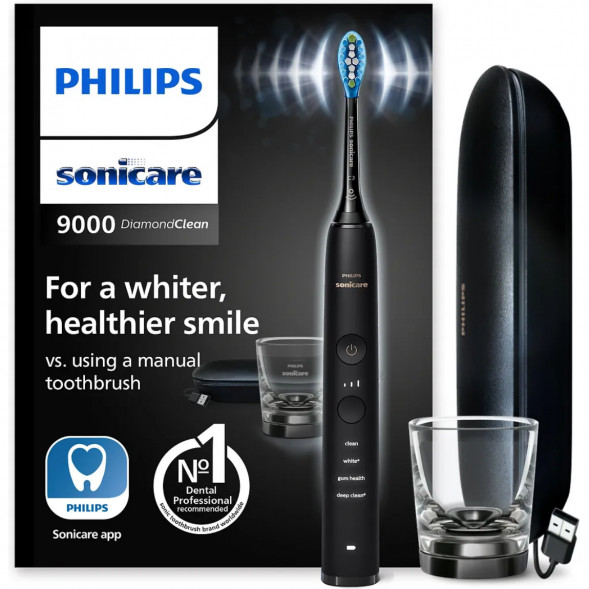 Электрическая зубная щетка Philips Sonicare Diamond Clean 9000 с USB-футляром и зарядным стеклом HX9911/09 в Новороссийске