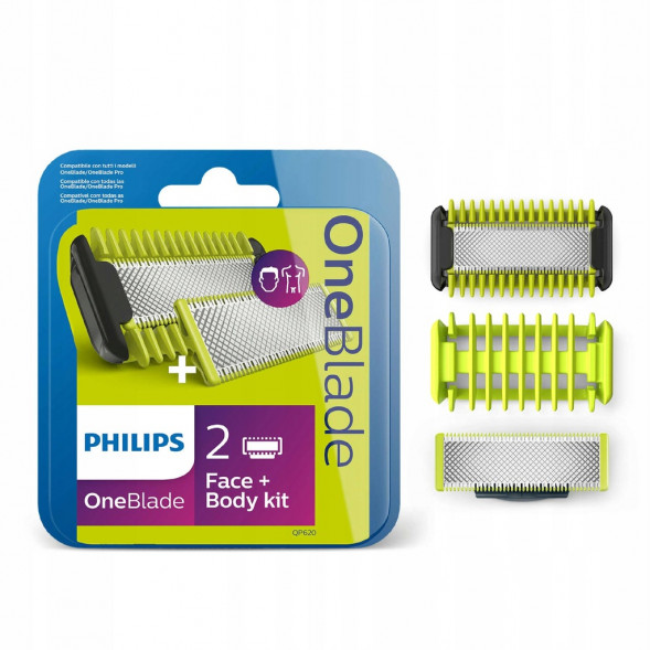 Сменные лезвия Philips OneBlade 2 шт. + 1 шт. Body kit QP620/50 в Новороссийске